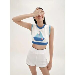 MYBEACHYSIDE Emily In Paris L'eau Cotton-blend Shorts - Size L - NWT